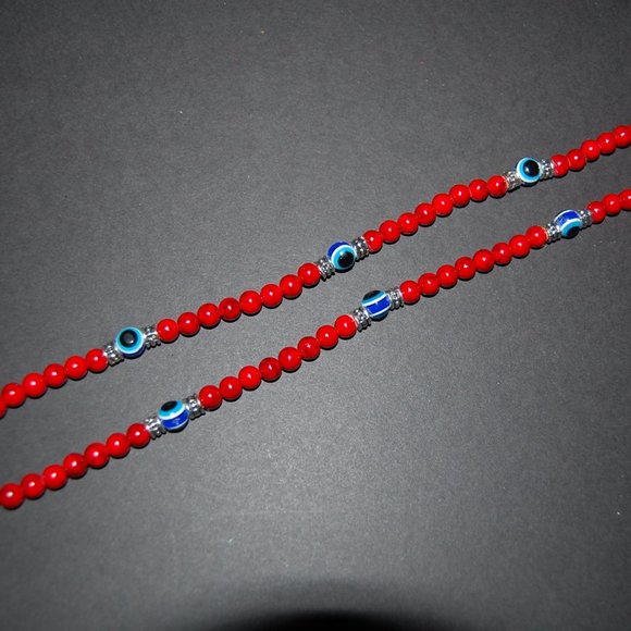 Red Howlite Necklace,Evil Eye Necklace,Red Necklace,Red Howlite 8mm Beads - Picture 4 of 4